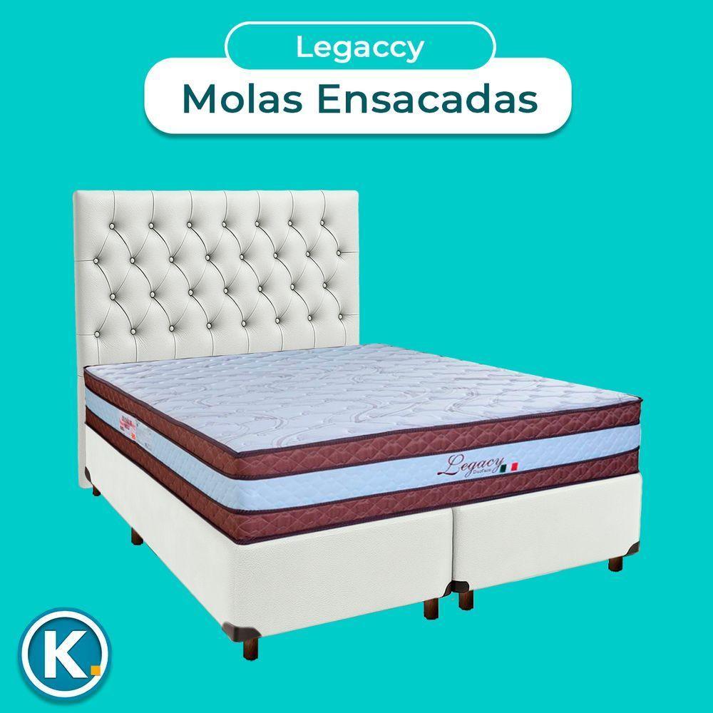 Cama + Box Branco E Colchão Molas Ensacadas Queen - Legaccy Paropas + Cabeceira - 4