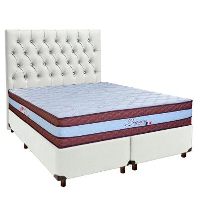 Cama + Box Branco E Colchão Molas Ensacadas Queen - Legaccy Paropas + Cabeceira