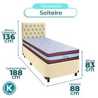Cama + Box Bege E Colchão Molas Ensacadas Solteiro - Legaccy Paropas + Cabeceira - 3