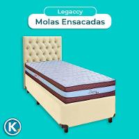 Cama + Box Bege E Colchão Molas Ensacadas Solteiro - Legaccy Paropas + Cabeceira