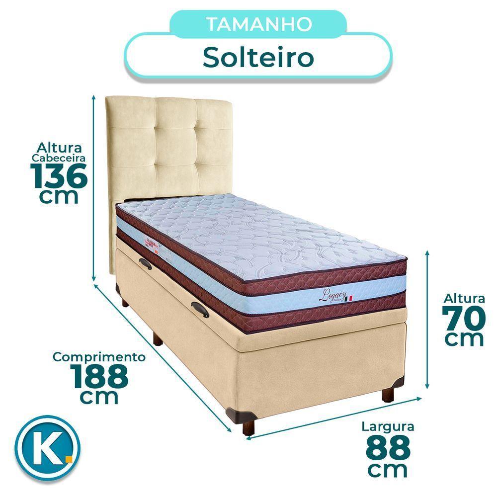 Kit Cabeceira + Cama Box Bau + Colchão Solteiro Molas Ensacadas Legaccy Paropas - 3