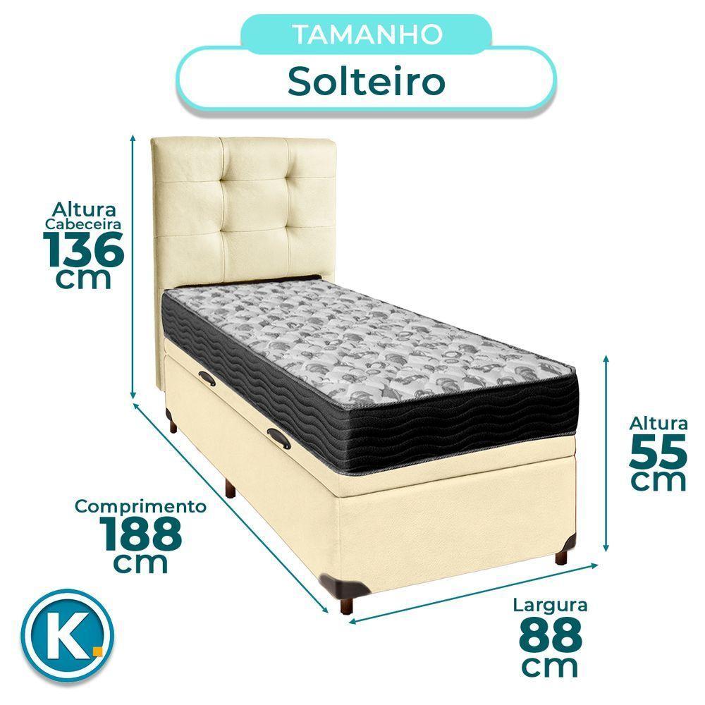 Kit Cabeceira + Cama Box Bau + Colchão Solteiro D33 Iso100 Ortobom - 3