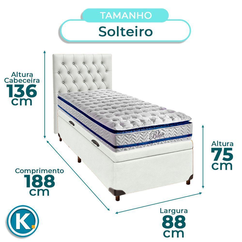 Kit Cabeceira + Cama Box Bau + Colchão Solteiro Molas Ensacadas Blue Paropas - 3