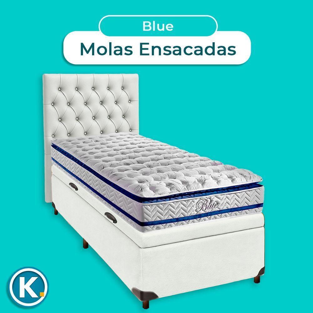 Kit Cabeceira + Cama Box Bau + Colchão Solteiro Molas Ensacadas Blue Paropas - 4
