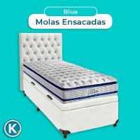 Kit Cabeceira + Cama Box Bau + Colchão Solteiro Molas Ensacadas Blue Paropas