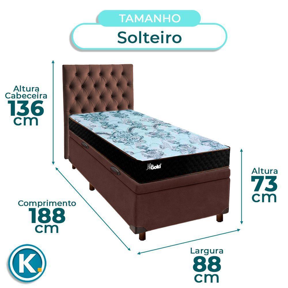 Kit Cabeceira + Cama Box Bau + Colchão Solteiro Molas Ensacadas Life Gold Paropas - 3