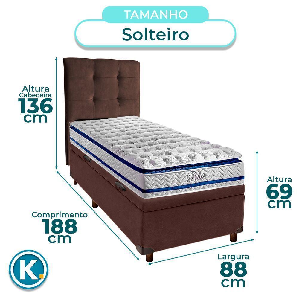 Kit Cabeceira + Cama Box Bau + Colchão Solteiro Molas Ensacadas Blue Paropas - 3