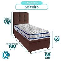 Kit Cabeceira + Cama Box Bau + Colchão Solteiro Molas Ensacadas Blue Paropas - 3