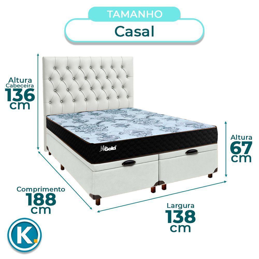 Kit Cabeceira + Cama Box Bau + Colchão Casal Molas Ensacadas Life Gold Paropas - 3