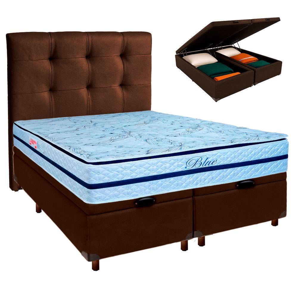 Kit Cabeceira + Cama Box Bau + Colchão Casal Molas Ensacadas Blue Paropas - 1