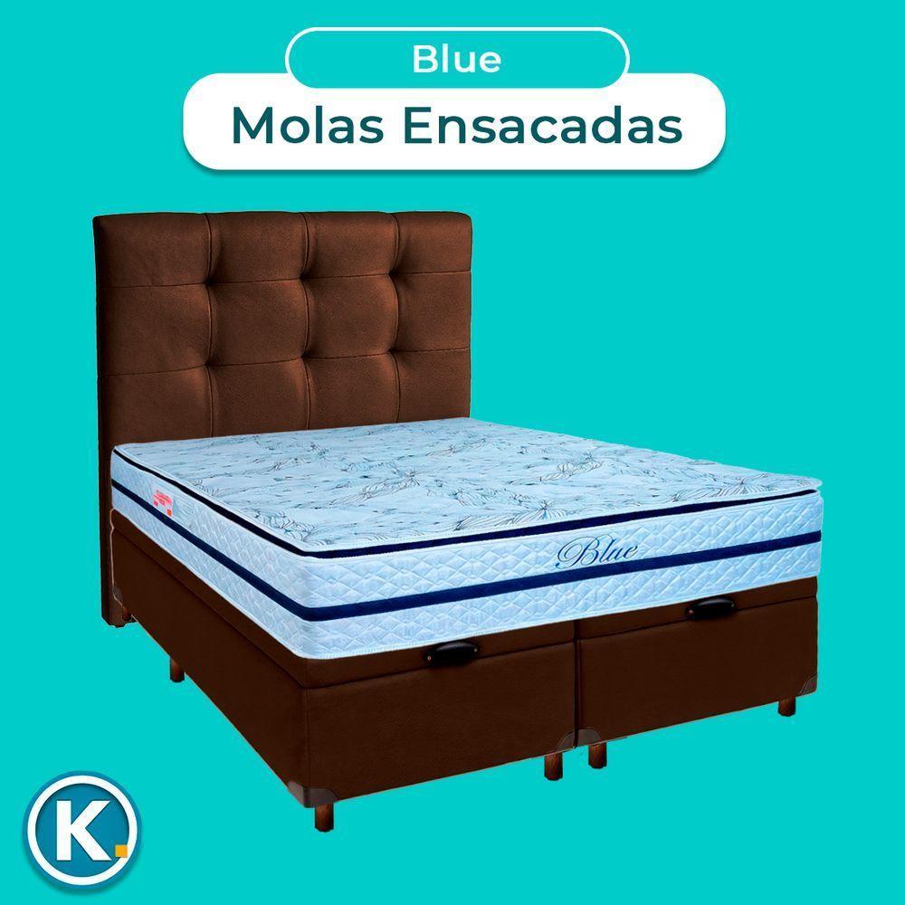Kit Cabeceira + Cama Box Bau + Colchão Casal Molas Ensacadas Blue Paropas - 4