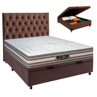 Kit Cabeceira + Cama Box Bau + Colchão Casal Molas Ensacadas Legriff Sankonfort