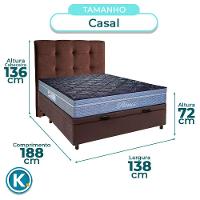 Kit Cabeceira + Cama Box Bau + Colchão Casal Molas Ensacadas Petrus Paropas - 3