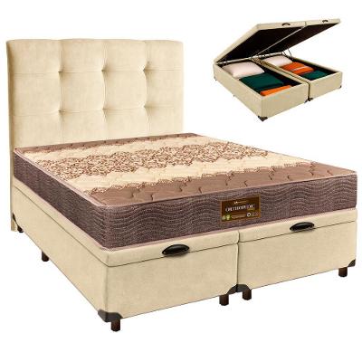 Kit Cabeceira + Cama Box Bau + Colchão Queen D26 Ortophedic Sankonfort