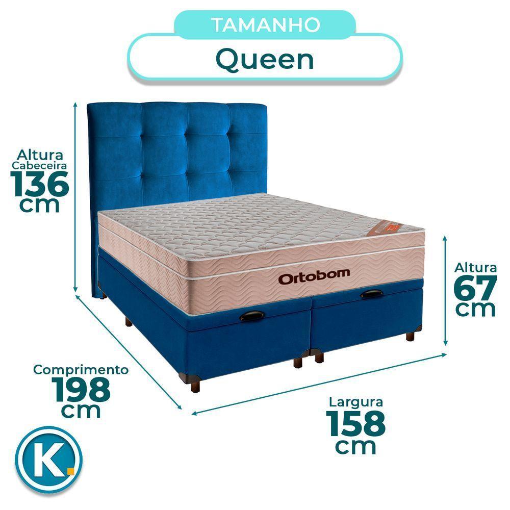 Kit Cabeceira + Cama Box Bau + Colchão Queen Molas Ensacadas Airtech Ortobom - 2