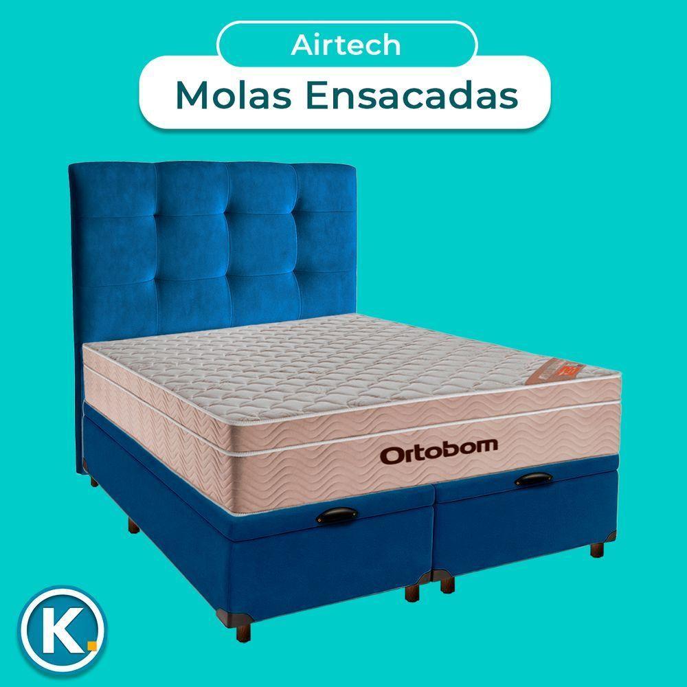 Kit Cabeceira + Cama Box Bau + Colchão Queen Molas Ensacadas Airtech Ortobom - 3