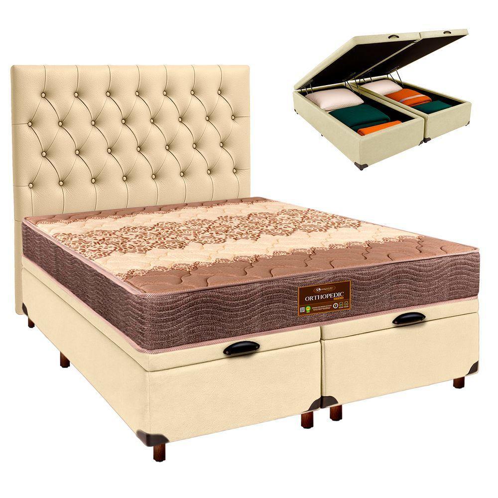 Kit Cama Box Bau + Cabeceira + Colchão Casal D26 - Ortophedic - Sankonfort - 1