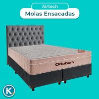 Kit Cama Box + Cabeceira + Colchão Queen Molas Ensacadas - Airtech - Ortobom
