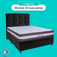 Kit Cabeceira + Cama Box Bau + Colchão Casal Molas Ensacadas Legaccy Paropas