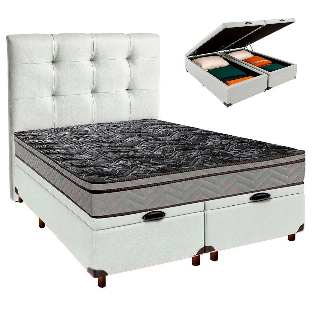 Kit Cabeceira + Cama Box Bau + Colchão Casal D28 Conforto Paropas - 1