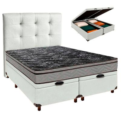 Kit Cabeceira + Cama Box Bau + Colchão Casal D28 Conforto Paropas