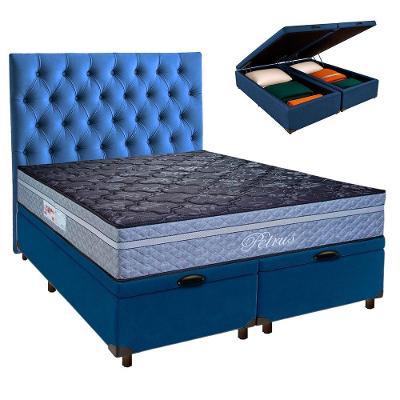 Kit Cabeceira + Cama Box Bau + Colchão Queen Molas Ensacadas Petrus Paropas