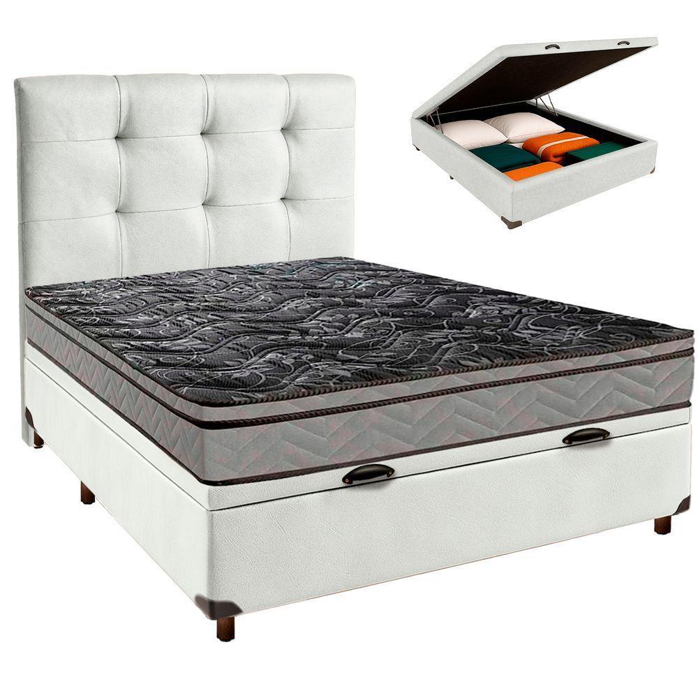 Kit Cabeceira + Cama Box Bau + Colchão Casal D28 Conforto Paropas - 1