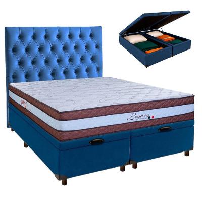 Kit Cabeceira + Cama Box Bau + Colchão Queen Molas Ensacadas Legaccy Paropas