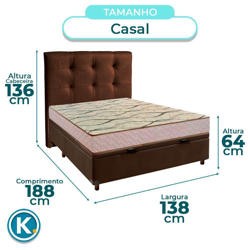 Kit Cabeceira + Cama Box Bau + Colchão Casal D33 Maxsono Paropas - 3