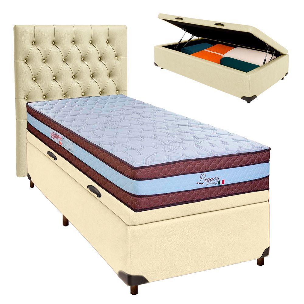 Kit Cabeceira + Cama Box Bau + Colchão Solteiro Molas Ensacadas Legaccy Paropas - 1