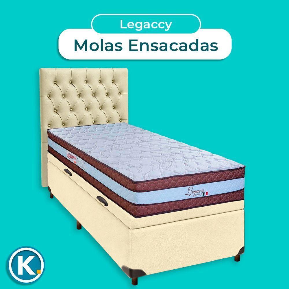 Kit Cabeceira + Cama Box Bau + Colchão Solteiro Molas Ensacadas Legaccy Paropas - 4