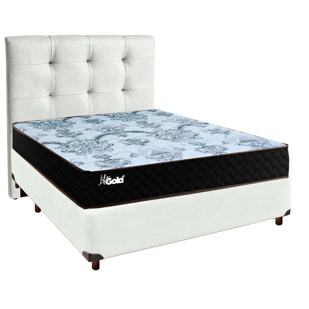 Kit Cama Box + Cabeceira + Colchão Casal Molas Ensacadas - Life Gold - Paropas - 1