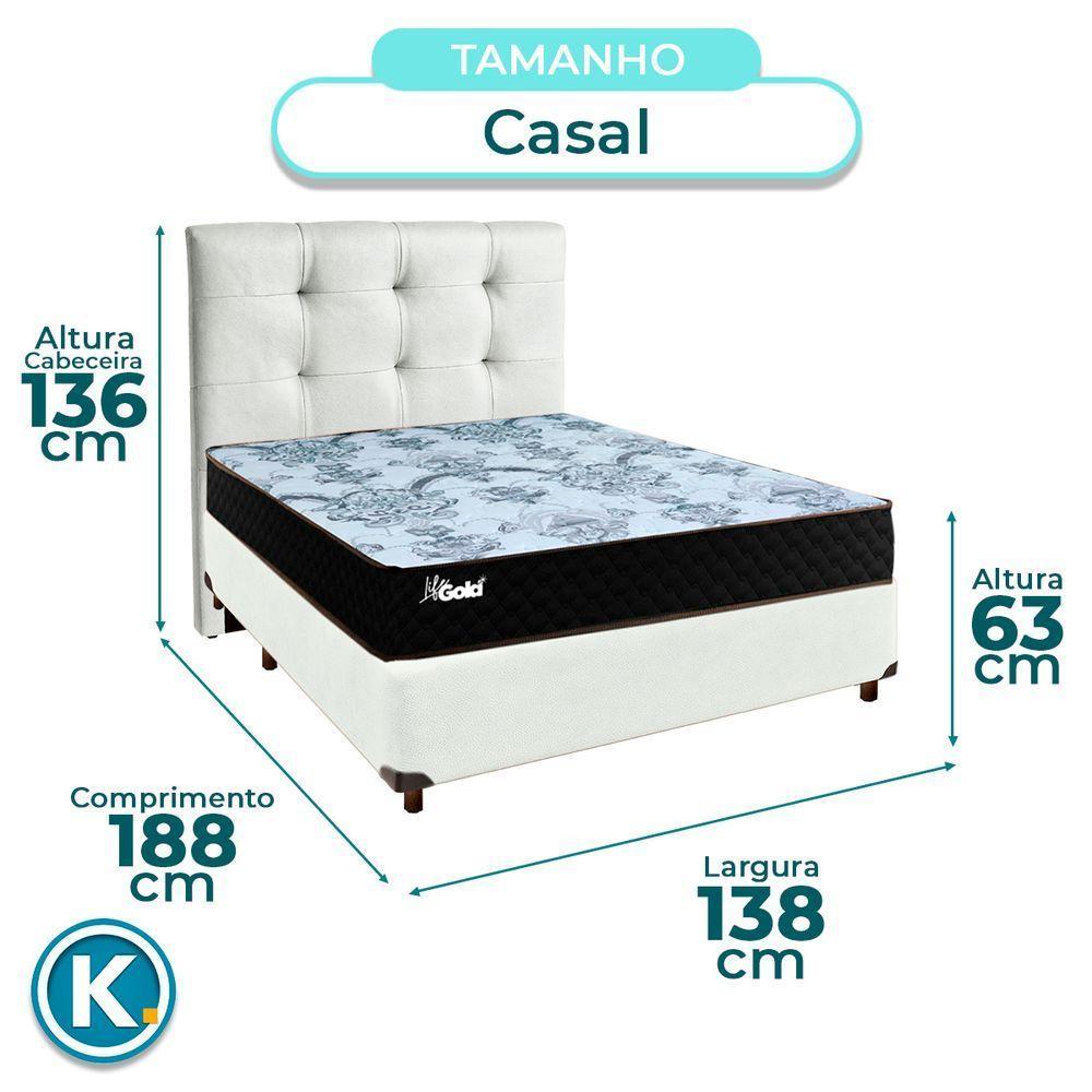 Kit Cama Box + Cabeceira + Colchão Casal Molas Ensacadas - Life Gold - Paropas - 3
