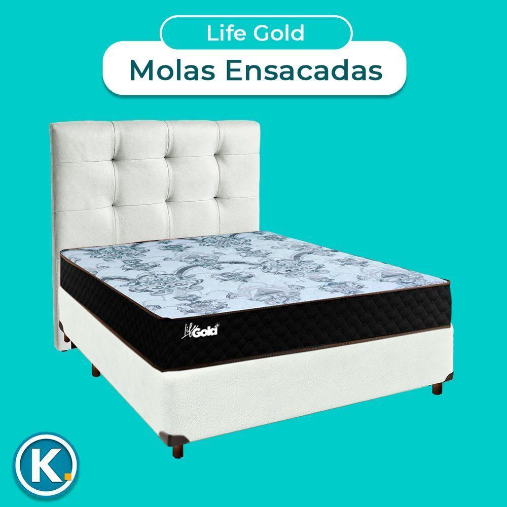 Kit Cama Box + Cabeceira + Colchão Casal Molas Ensacadas - Life Gold - Paropas - 4