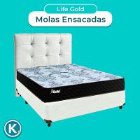 Kit Cama Box + Cabeceira + Colchão Casal Molas Ensacadas - Life Gold - Paropas