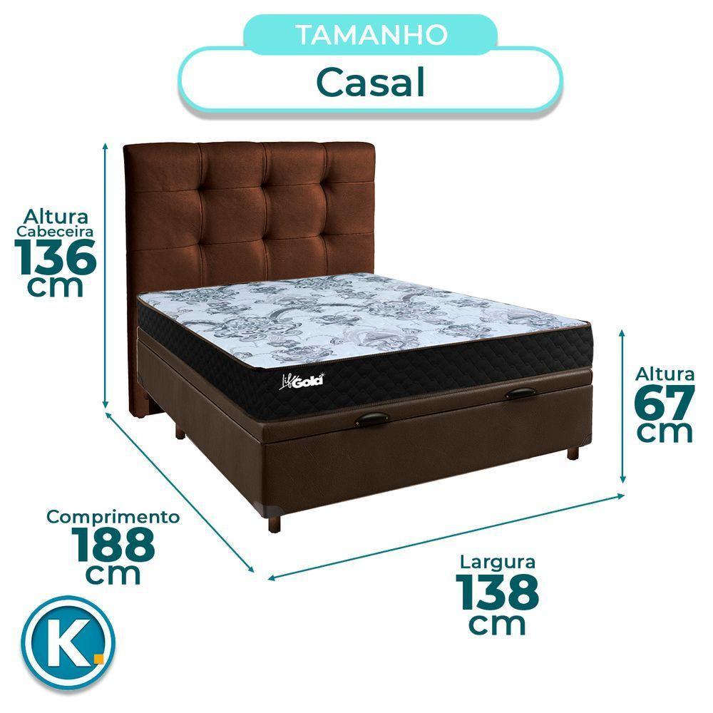 Kit Cabeceira + Cama Box Bau + Colchão Casal Molas Ensacadas Life Gold Paropas - 3