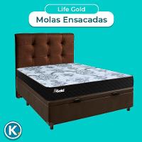 Kit Cabeceira + Cama Box Bau + Colchão Casal Molas Ensacadas Life Gold Paropas