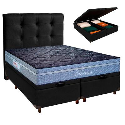 Kit Cabeceira + Cama Box Bau + Colchão Queen Molas Ensacadas Petrus Paropas