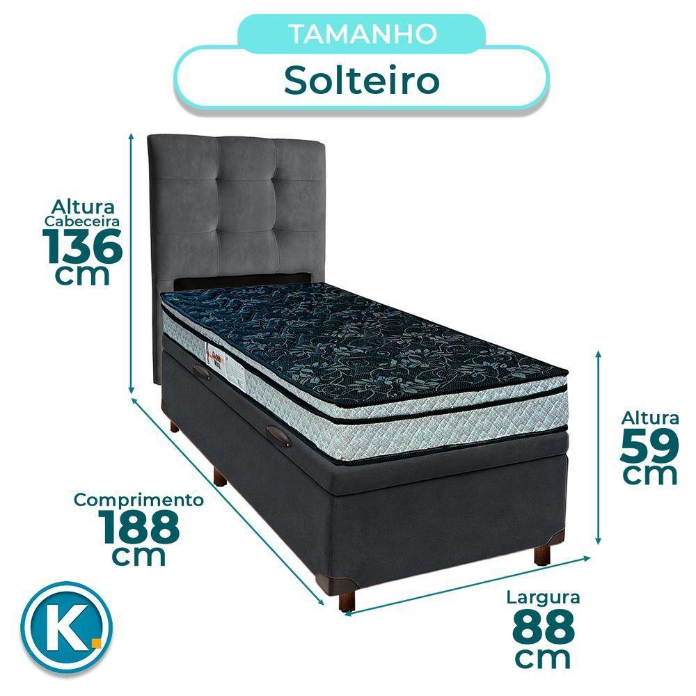 Kit Cabeceira + Cama Box Bau + Colchão Solteiro D28 Conforto Paropas - 5