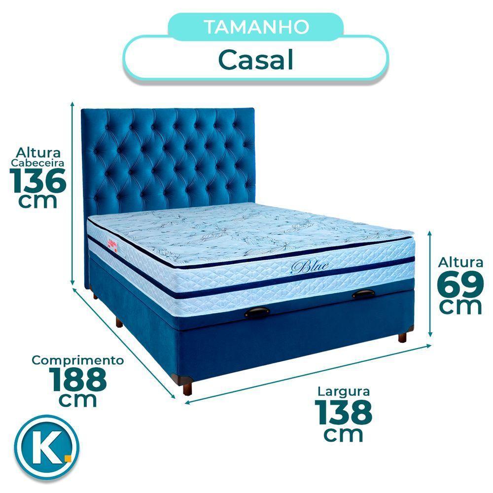 Kit Cabeceira + Cama Box Bau + Colchão Casal Molas Ensacadas Blue Paropas - 3