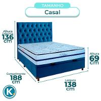 Kit Cabeceira + Cama Box Bau + Colchão Casal Molas Ensacadas Blue Paropas - 3
