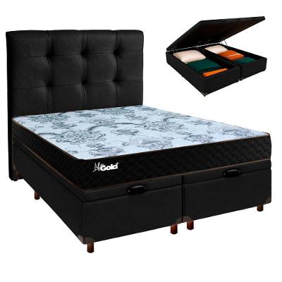 Kit Cabeceira + Cama Box Bau + Colchão Casal Molas Ensacadas Life Gold Paropas