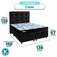 Kit Cabeceira + Cama Box Bau + Colchão Casal Molas Ensacadas Life Gold Paropas - 3