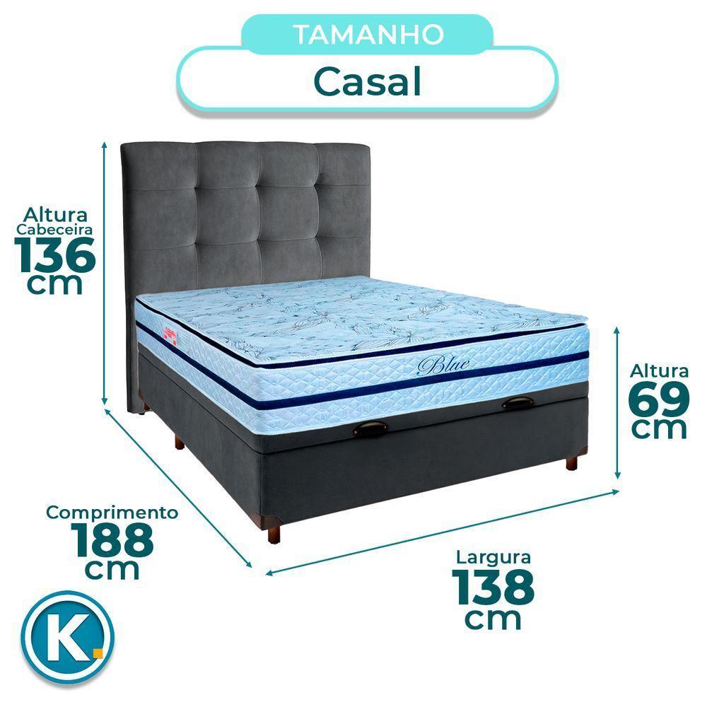 Kit Cabeceira + Cama Box Bau + Colchão Casal Molas Ensacadas Blue Paropas - 3