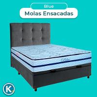 Kit Cabeceira + Cama Box Bau + Colchão Casal Molas Ensacadas Blue Paropas