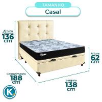 Kit Cabeceira + Cama Box Bau + Colchão Casal Molas Ensacadas Life Gold Paropas - 3