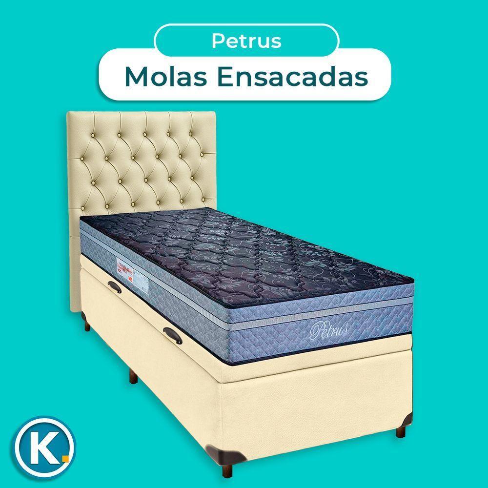 Kit Cabeceira + Cama Box Bau + Colchão Solteiro Molas Ensacadas Petrus Paropas - 4