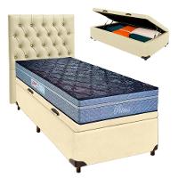 Kit Cabeceira + Cama Box Bau + Colchão Solteiro Molas Ensacadas Petrus Paropas - 1