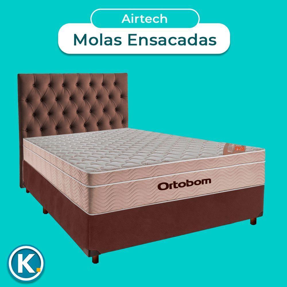 Kit Cama Box + Cabeceira + Colchão Casal Molas Ensacadas - Airtech - Ortobom - 4
