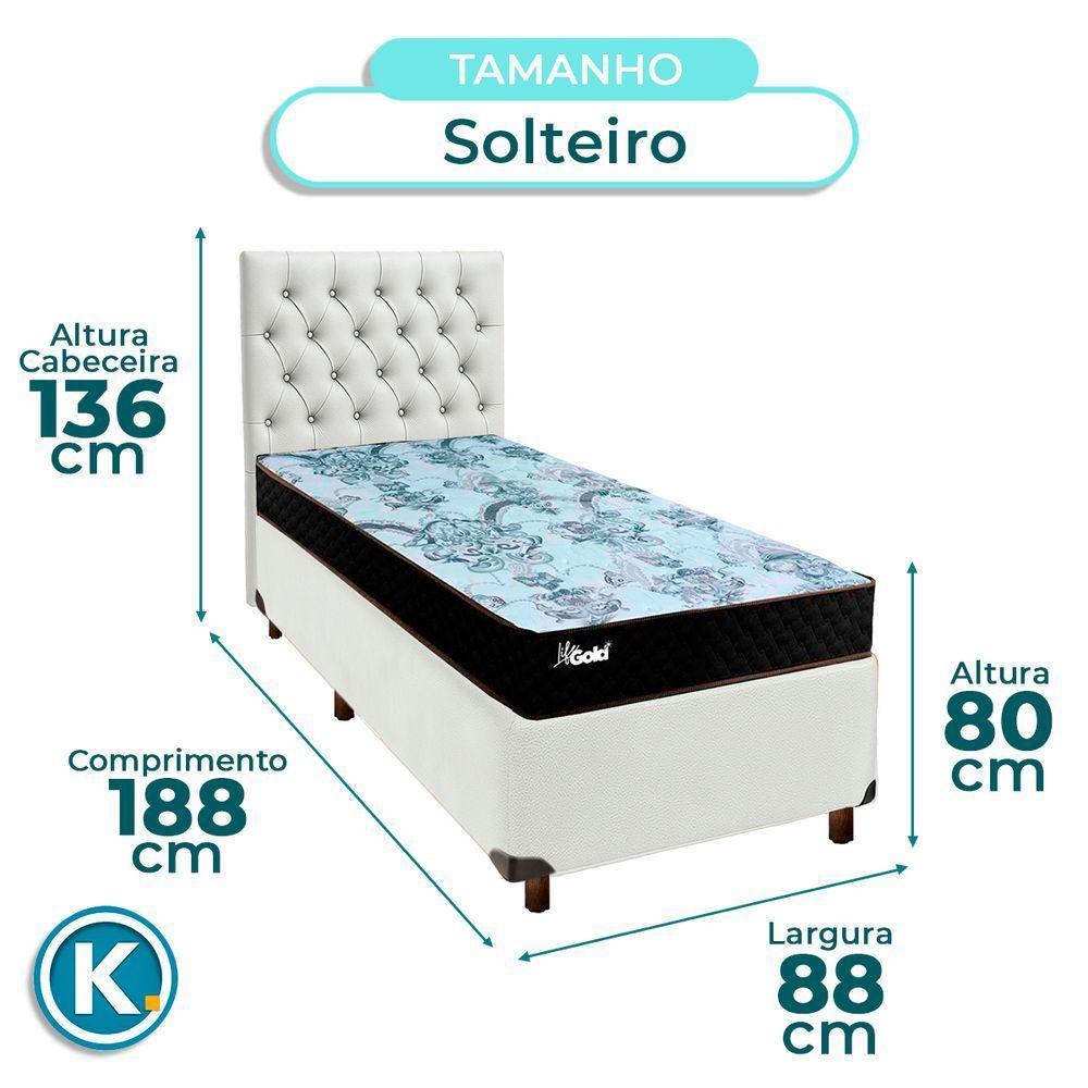 Kit Cama Box + Cabeceira + Colchão Solteiro Molas Ensacadas - Life Gold - Paropas - 3